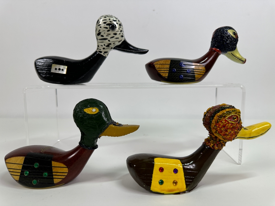 Just Added - Set Of Four Handmade Golf Driver Head Duck Decoys [Photo 2]