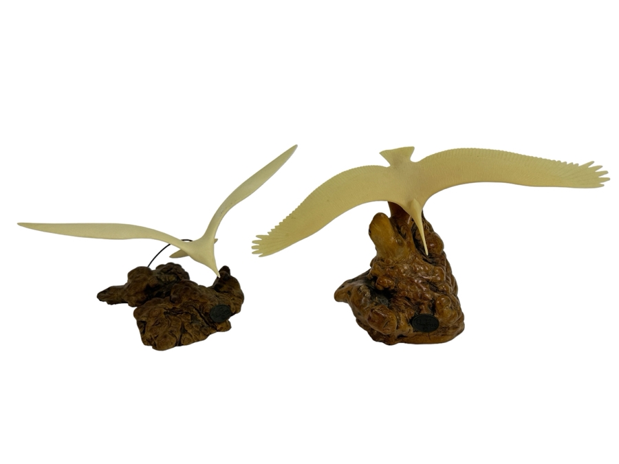 Just Added - Pair Of John Perry Marine Life Plastic Sculptures On Burled Walnut Bases 6H [Photo 2]