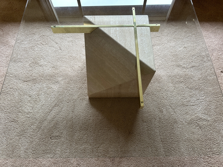 Just Added - Vintage Italian ARTEDI Travertine Cocktail Coffee Table 42W X 42D X 16.5H [Photo 12]