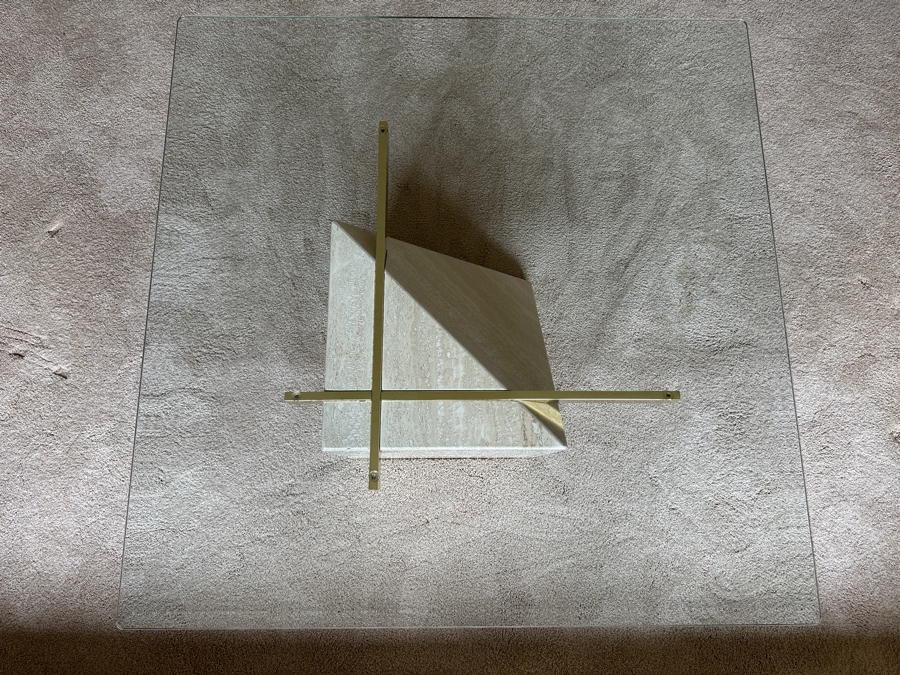 Just Added - Vintage Italian ARTEDI Travertine Cocktail Coffee Table 42W X 42D X 16.5H [Photo 11]