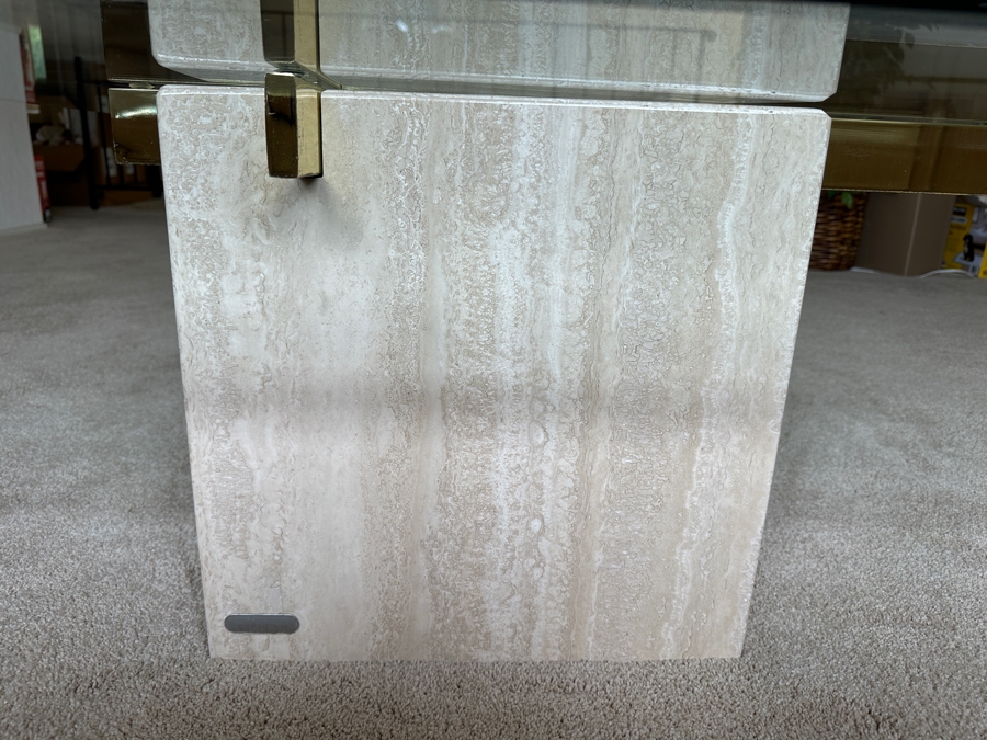 Just Added - Vintage Italian ARTEDI Travertine Cocktail Coffee Table 42W X 42D X 16.5H [Photo 5]