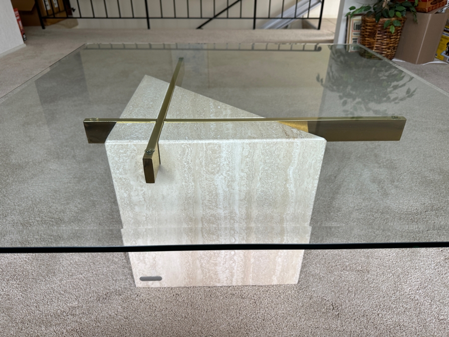 Just Added - Vintage Italian ARTEDI Travertine Cocktail Coffee Table 42W X 42D X 16.5H [Photo 4]