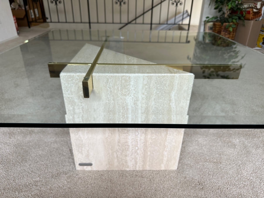Just Added - Vintage Italian ARTEDI Travertine Cocktail Coffee Table 42W X 42D X 16.5H [Photo 2]