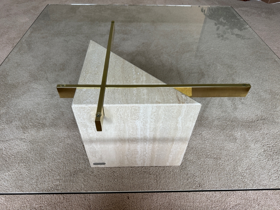 Just Added - Vintage Italian ARTEDI Travertine Cocktail Coffee Table 42W X 42D X 16.5H [Photo 10]