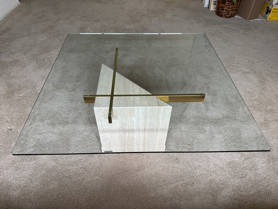 Just Added - Vintage Italian ARTEDI Travertine Cocktail Coffee Table 42W X 42D X 16.5H [Photo 3]