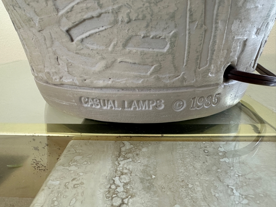 Just Added - Vintage 1986 White Plaster Table Lamp By Casual Lamps 32H [Photo 4]