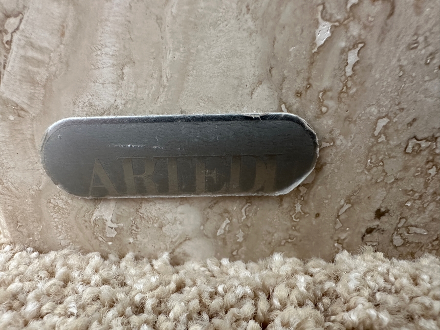 Just Added - Vintage Italian ARTEDI Travertine Side Table (Slight Chip In Bottom - See Photos) 27.75W X 27.75D X 20.5H [Photo 5]