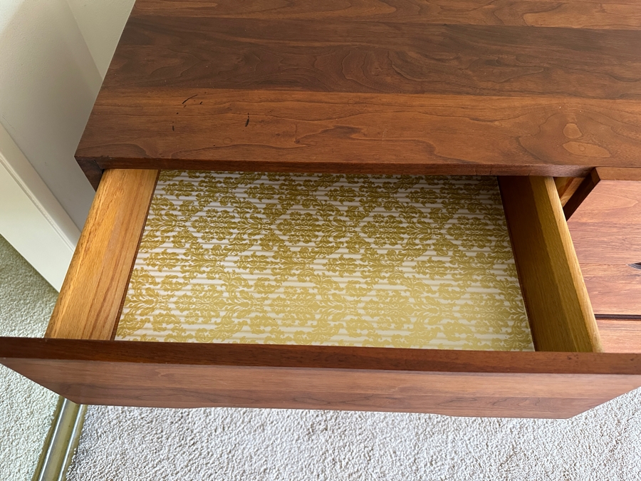 Just Added - Vintage Mid-Century Modern Solid Walnut Dresser / Credenza 9-Drawer Dresser 66W X 19D X 29H [Photo 8]