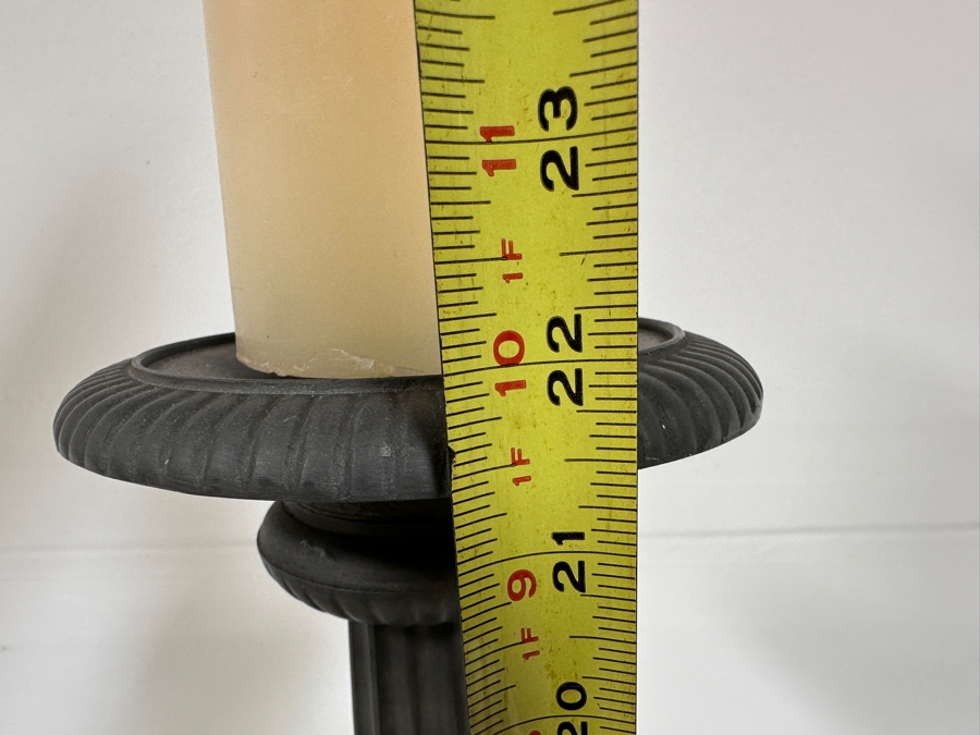 Just Added - Vintage Hallmarked Pewter Freestanding Candle Holder 22H [Photo 6]