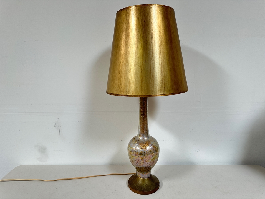 Just Added - Vintage Mid-Century Modern Eglomise Gold Leaf Table Lamp 39H [Photo 2]