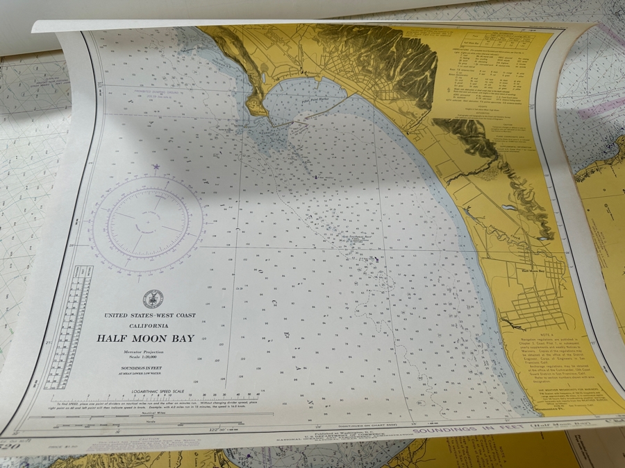 Just Added - Huge Lot Of Vintage 1970s/80s Nautical Charts Marine Soundings NOAA Maps Of The West Coast From San Diego, CA To Seattle, WA - 66 Maps Total [Photo 23]