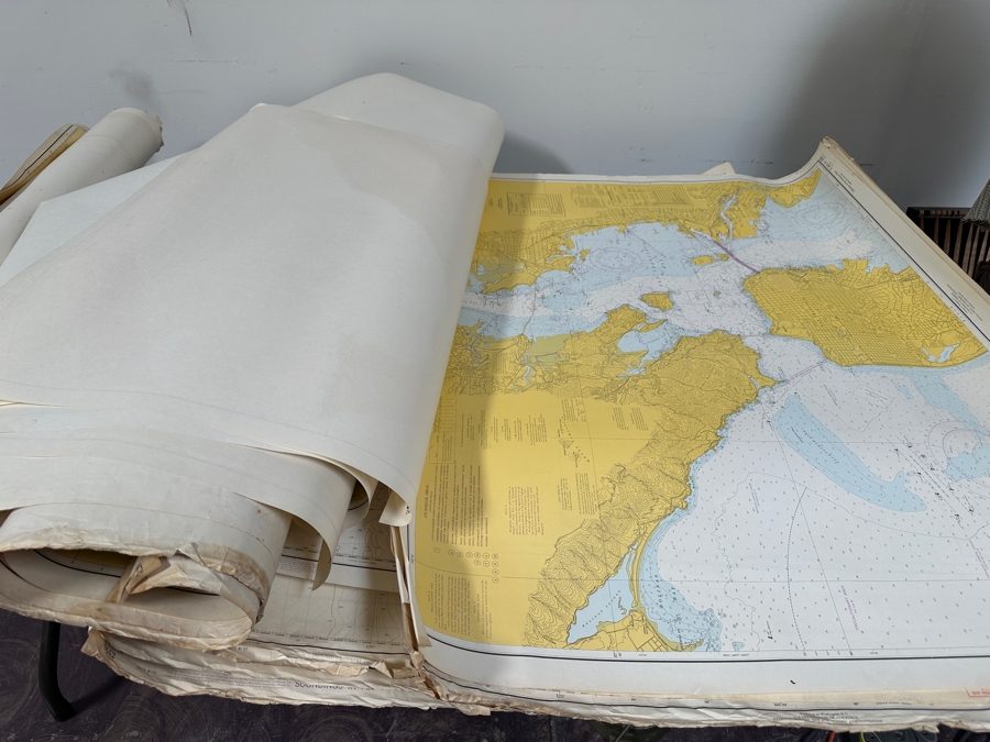 Just Added - Huge Lot Of Vintage 1970s/80s Nautical Charts Marine Soundings NOAA Maps Of The West Coast From San Diego, CA To Seattle, WA - 66 Maps Total [Photo 27]