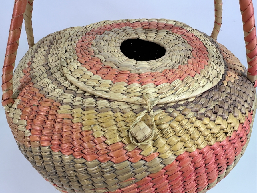 Just Added - Vintage Large Hand Woven Basket With Handles 18W X 20H [Photo 4]