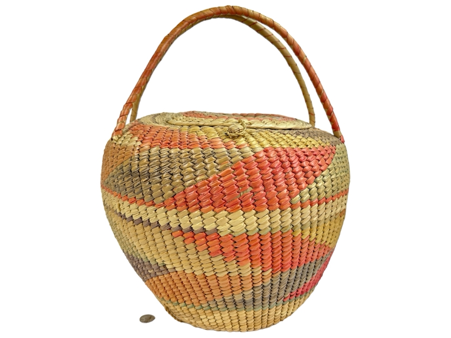 Just Added - Vintage Large Hand Woven Basket With Handles 18W X 20H [Photo 1]