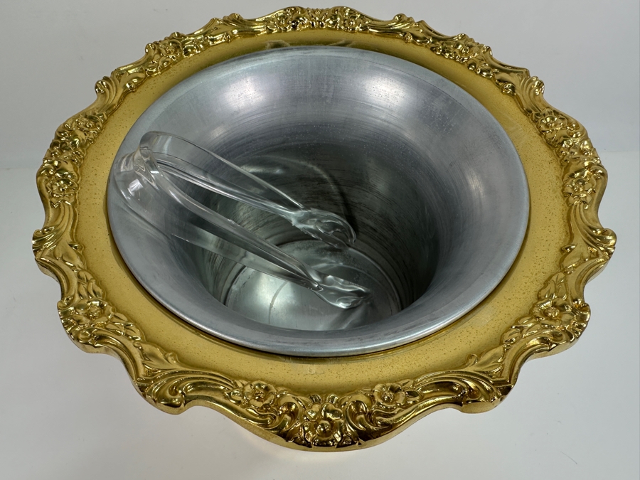 Just Added - Vintage Gold Plated Silverplate Champagne Bucket Wine Cooler 10H [Photo 2]