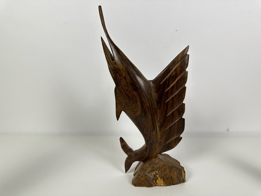 Just Added - Four Vintage Hand Carved Ironwood Nautical Figurines: Dolphin, Pelican, Sea Lion & Marlin/Sailfish 13H [Photo 6]