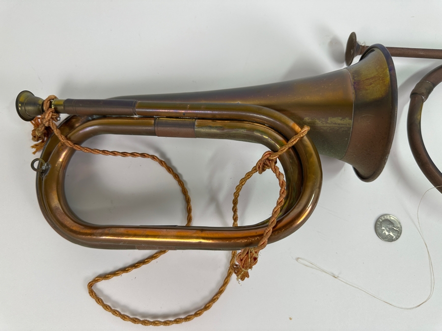 Just Added - Pair Of Decorative Brass Horns [Photo 2]