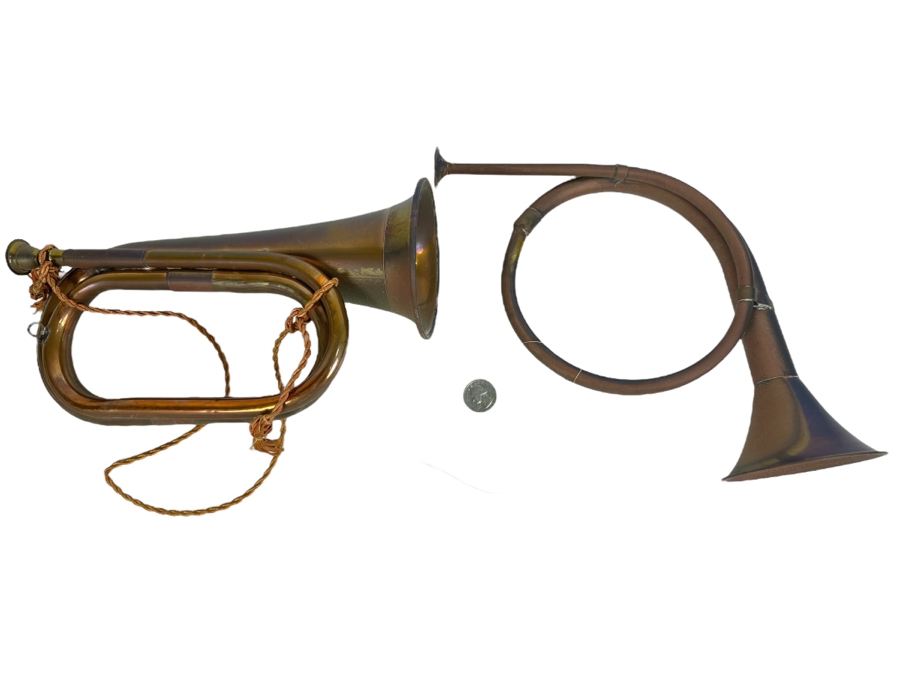 Just Added - Pair Of Decorative Brass Horns [Photo 1]