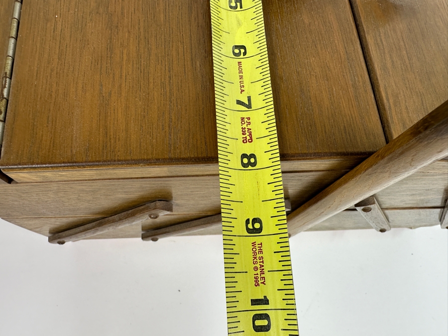 Just Added - Vintage Wooden Accordian Sewing Box With Sewing Supplies 15W X 8D X 13H [Photo 7]