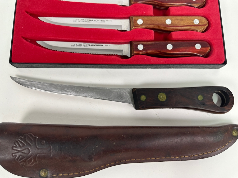 Just Added - Tramontina Brazil Steak Knives & Boker Germany Solingen Fillet Knife With Leather Sheath [Photo 4]