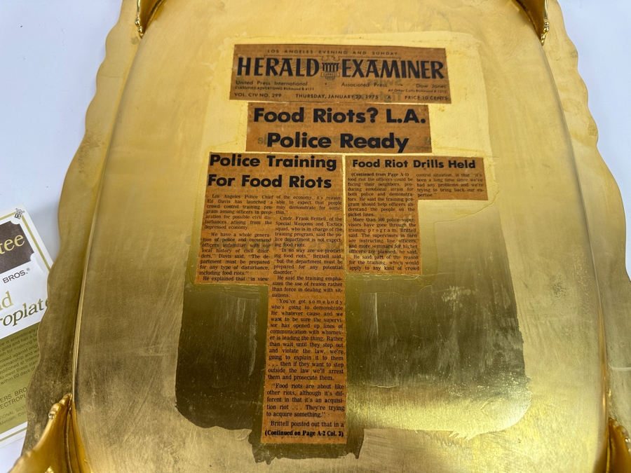 Just Added - Gold Plated Webster-Wilcox International Silver Co Water Pitcher And Gold Plated Serving Tray 25 X 14.5 [Photo 6]