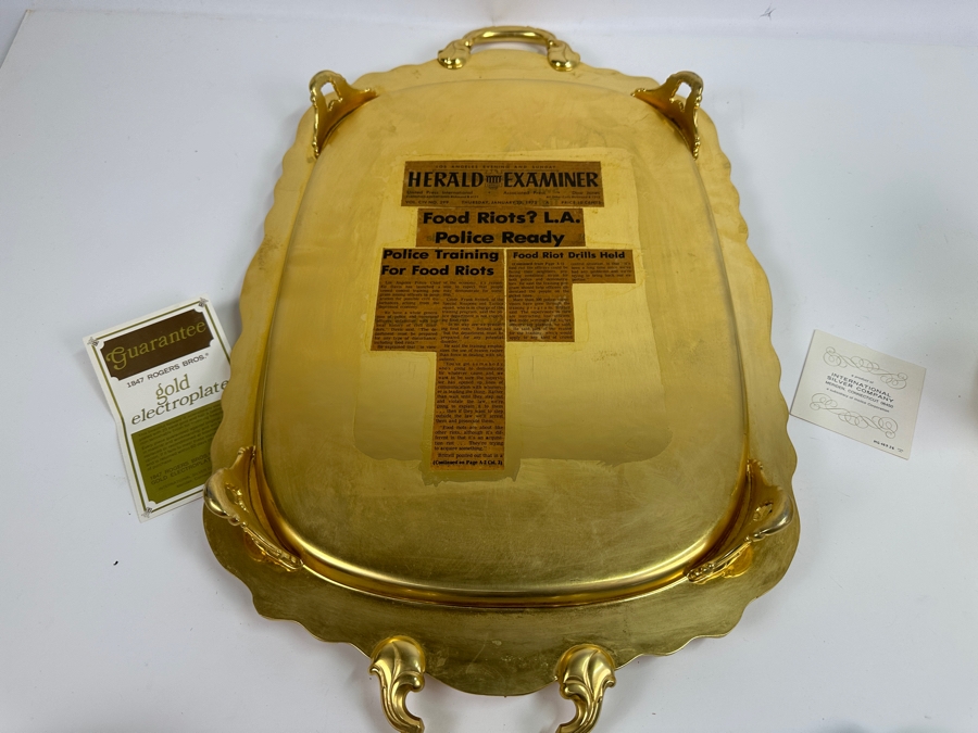 Just Added - Gold Plated Webster-Wilcox International Silver Co Water Pitcher And Gold Plated Serving Tray 25 X 14.5 [Photo 5]