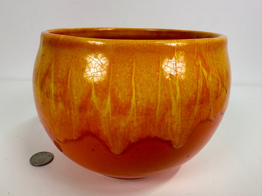 Just Added - Vintage MCM Pottery World Orange Pot 5H [Photo 2]