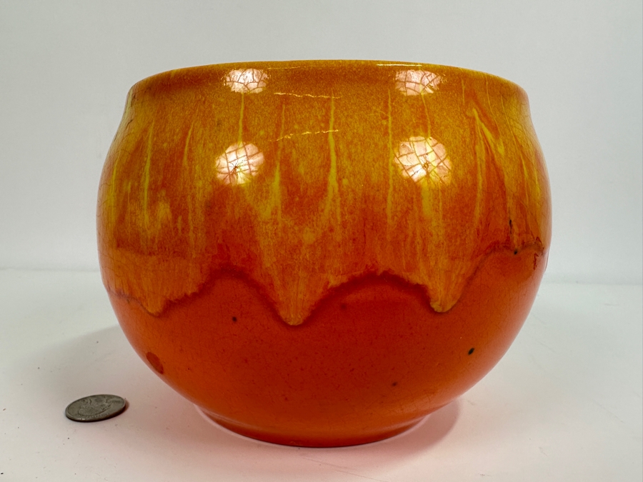 Just Added - Vintage MCM Pottery World Orange Pot 5H [Photo 3]