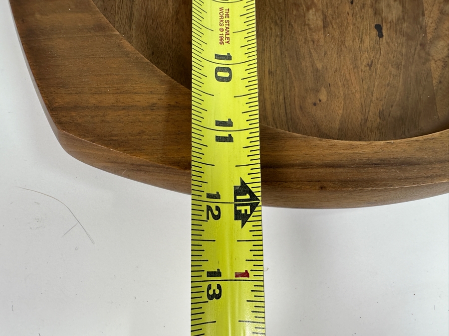 Just Added - Vintage MCM Solid Walnut Bowl With Attached Nutcracker 12 X 12 X 3.5H [Photo 7]