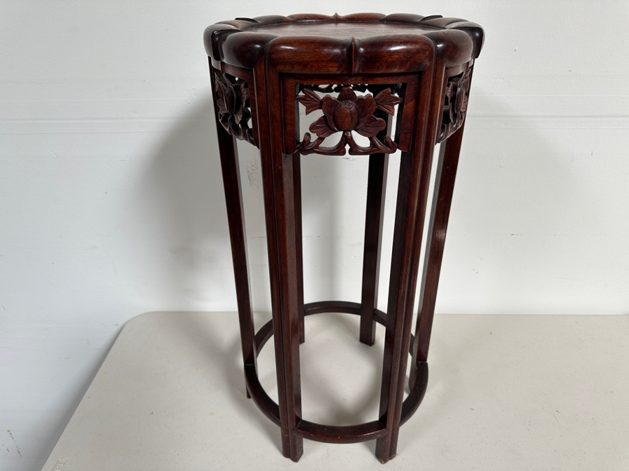 Just Added - Vintage Chinese Carved Rosewood Fern Stand 11.5W X 22H [Photo 5]