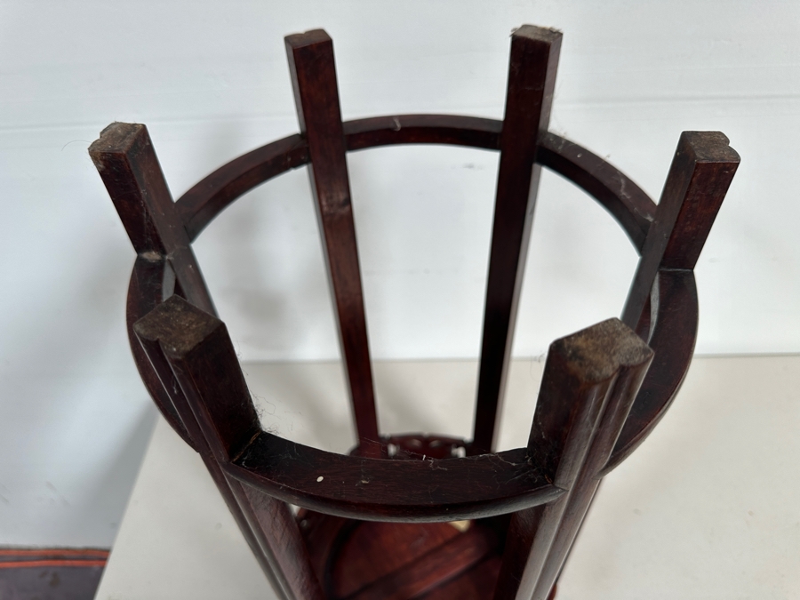 Just Added - Vintage Chinese Carved Rosewood Fern Stand 11.5W X 22H [Photo 6]