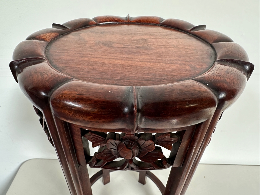Just Added - Vintage Chinese Carved Rosewood Fern Stand 11.5W X 22H [Photo 4]