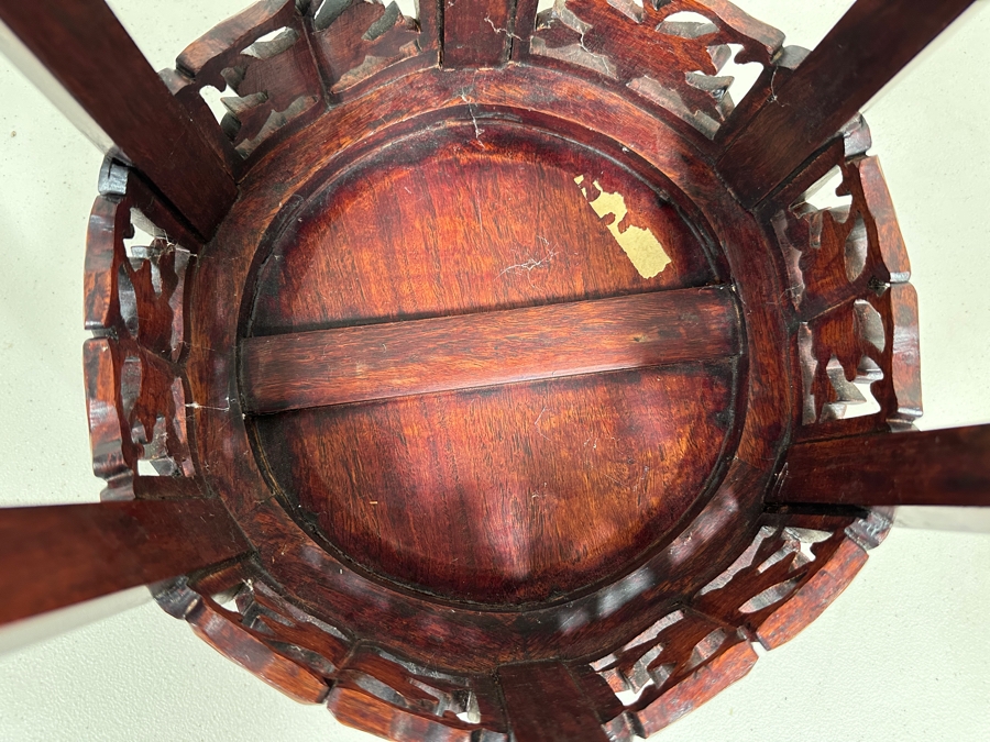 Just Added - Vintage Chinese Carved Rosewood Fern Stand 11.5W X 22H [Photo 7]