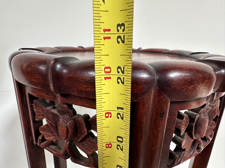 Just Added - Vintage Chinese Carved Rosewood Fern Stand 11.5W X 22H [Photo 8]