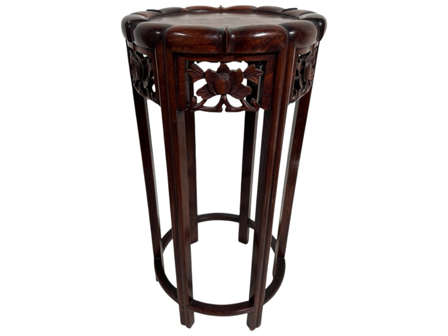 Just Added - Vintage Chinese Carved Rosewood Fern Stand 11.5W X 22H