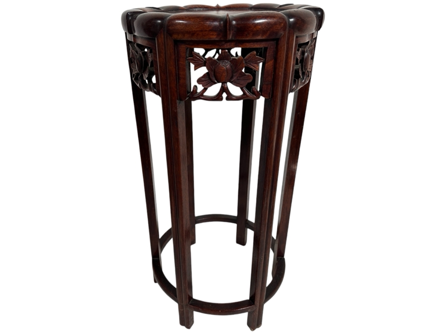 Just Added - Vintage Chinese Carved Rosewood Fern Stand 11.5W X 22H [Photo 2]