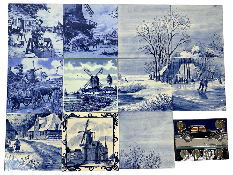 Just Added - Collection Of Decorative Tiles - Mainly Delft Blue Hand Painted In Holland [Photo 1]