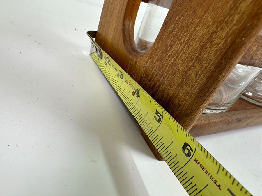 Just Added - Vintage Teak Holder With Three Teak Lidded Glass Jars 13.5W X 5D X 7H [Photo 8]