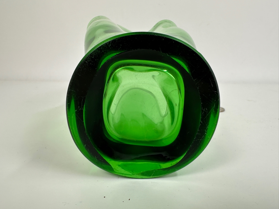 Just Added - Vintage MCM Swung Green Glass Vase 10.5H [Photo 4]