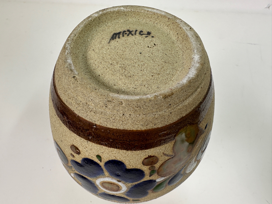 Just Added - Vintage Handmade Mexican Pottery Vase 8H (L) And Handmade Pottery Pitcher With Fish Motif Signed 7H (R) [Photo 9]