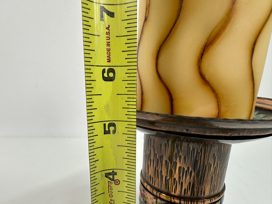 Just Added - Vintage MCM Copper Enamel Candle Holder 5H [Photo 12]