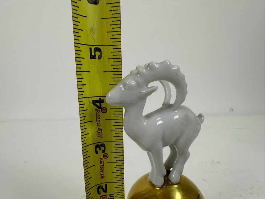 Just Added - Antique 1929-1937 Gerold Porzellan Neu-Tettau Bavaria Ibex On Gold Ball Figurine 4.5H [Photo 4]