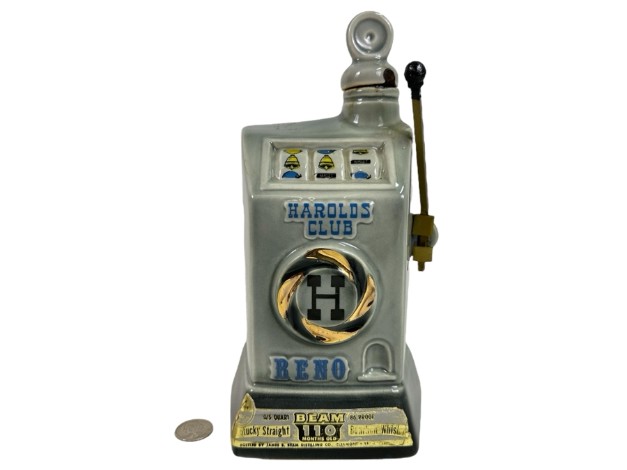 Just Added - Vintage Jim Beam Harolds Club Reno Slot Machine Whiskey Liquor Decanter 10.5H [Photo 1]