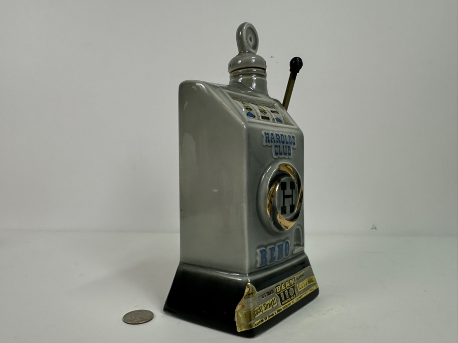 Just Added - Vintage Jim Beam Harolds Club Reno Slot Machine Whiskey Liquor Decanter 10.5H [Photo 4]