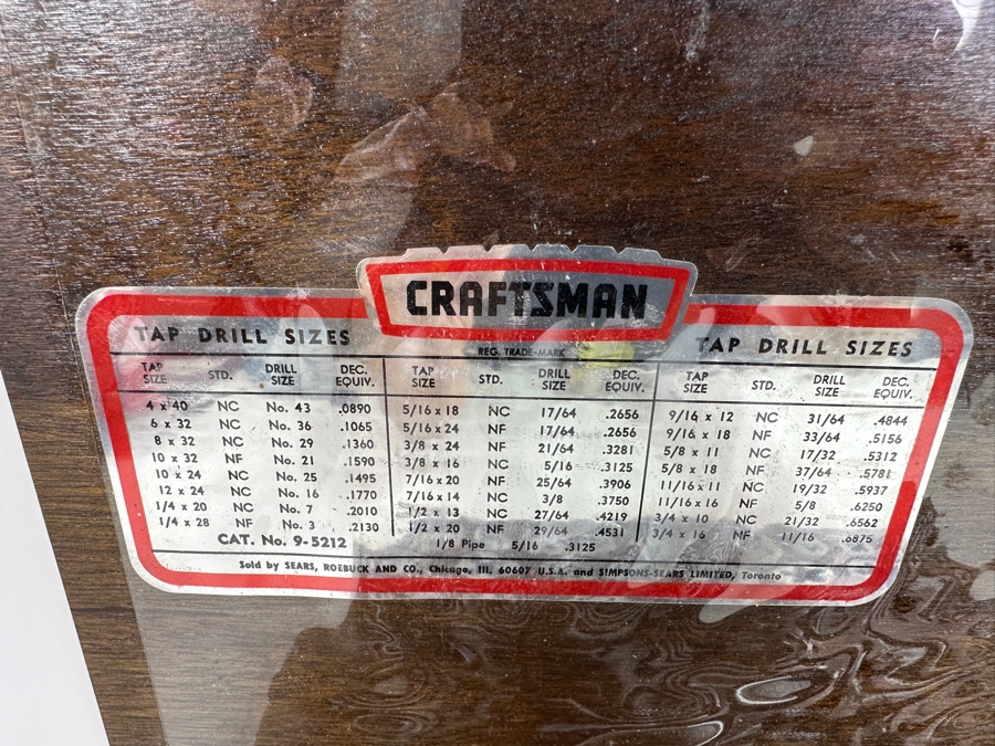 Just Added - Huge Vintage Craftsman Tap Drill & Die Set With Original Wooden Case - Complete And Appears Never Used 20W X 12D X 1.75H [Photo 3]