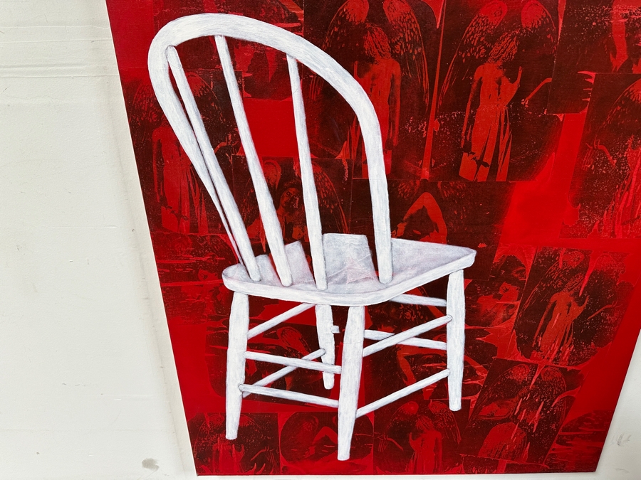 Gerrit Greve (1948-2024, Cardiff by the Sea, CA) Original Acrylic And Carbon Transfers Painting On Canvas Titled 'Chair for an Angel' 1994 36 X 72 Estimate $2,500 - $3,200 (Retailed For $6,500) [Photo 3]