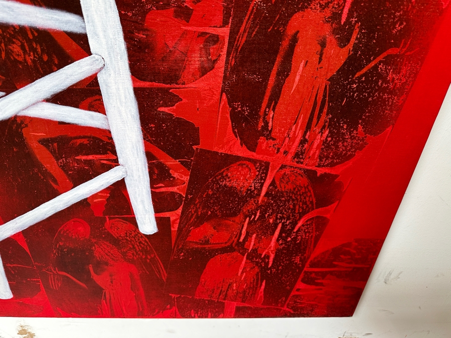 Gerrit Greve (1948-2024, Cardiff by the Sea, CA) Original Acrylic And Carbon Transfers Painting On Canvas Titled 'Chair for an Angel' 1994 36 X 72 Estimate $2,500 - $3,200 (Retailed For $6,500) [Photo 11]