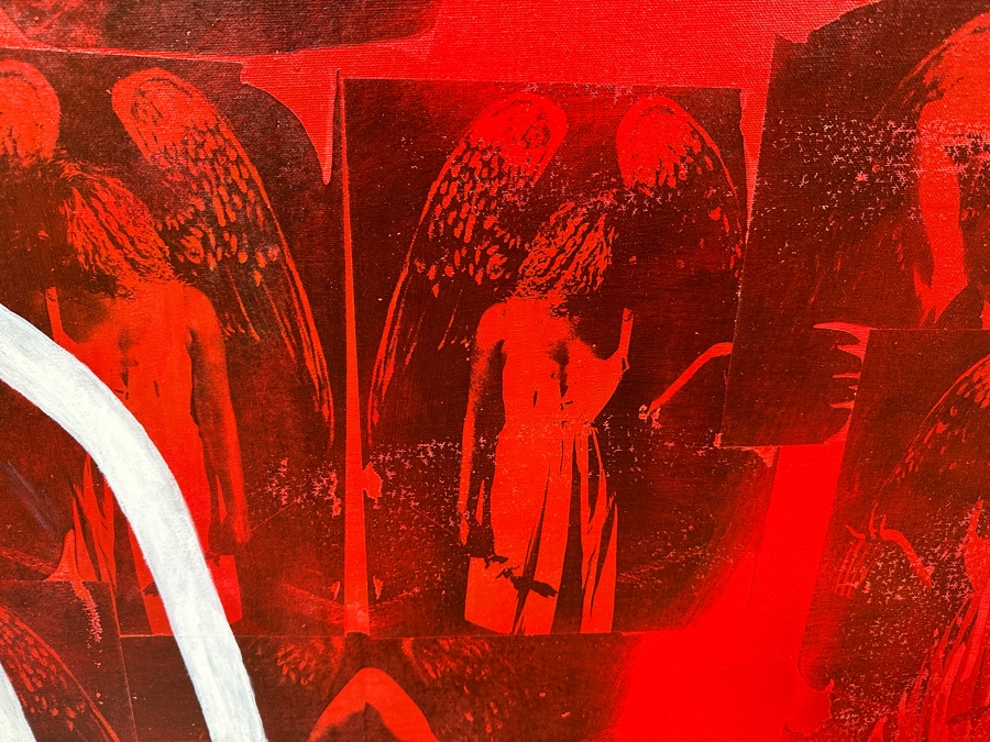 Gerrit Greve (1948-2024, Cardiff by the Sea, CA) Original Acrylic And Carbon Transfers Painting On Canvas Titled 'Chair for an Angel' 1994 36 X 72 Estimate $2,500 - $3,200 (Retailed For $6,500) [Photo 5]