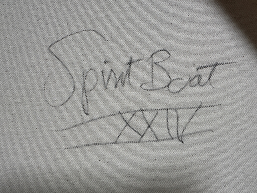 Gerrit Greve (1948-2024, Cardiff by the Sea, CA) Original Acrylic Painting On Canvas Titled 'Spirit Boat XXIV' 2007 Signed Verso 72 X 36 Estimate $2,600 - $3,200 [Photo 9]