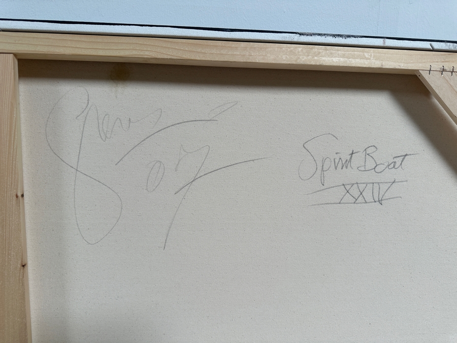 Gerrit Greve (1948-2024, Cardiff by the Sea, CA) Original Acrylic Painting On Canvas Titled 'Spirit Boat XXIV' 2007 Signed Verso 72 X 36 Estimate $2,600 - $3,200 [Photo 7]